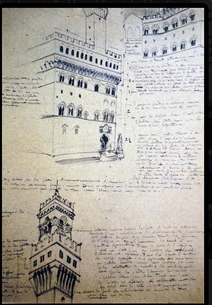 Le Corbusier e suoi schizzi dal viaggio in Italia